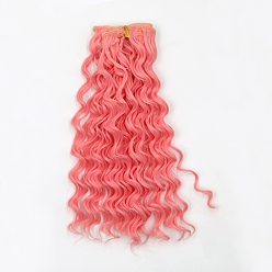 Salmon High Temperature Fiber Long Instant Noodle Curly Hairstyle Doll Wig Hair, for DIY Girl BJD Makings Accessories, Salmon, 7.87~9.84 inch(20~25cm)