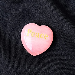 Quartz Rose Pierres de guérison en quartz rose naturel, saint valentin coeur gravé amour pierres, pierres de poche pour l'équilibrage du reiki, mot paix, 30x30mm