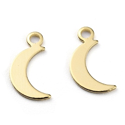 Real 24K Gold Plated Brass Charms, Long-Lasting Plated, Moon, Real 24K Gold Plated, 10.5x5.5x0.5mm, Hole: 1.4mm