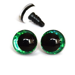 Green Plastic Safety Craft Eye, with Spacer, PU Ring, for DIY Doll Toys Puppet Plush Animal Making, Green, 18mm