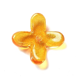 Orange Bouchons de perles de verre transparents, osmanthus parfumé, orange, 9.5x9.5x3mm, Trou: 1.2mm