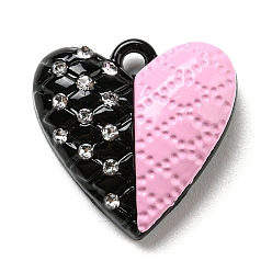 Heart Spray Painted Alloy Pendants, Pink, Heart, 15.5x15.5x4.1mm, Hole: 1.6mm