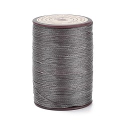 Gris Hilo de hilo de poliéster encerado plano, cordón de micro macramé, para coser cuero, gris, 0.8~0.9x0.3 mm, aproximadamente 109.36 yardas (100 m) / rollo