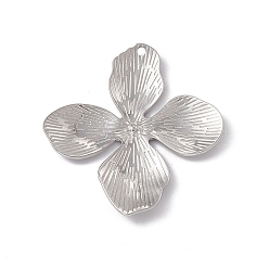 Stainless Steel Color 304 Stainless Steel Pendants, Flower Charms, Stainless Steel Color, 45x42x3mm, Hole: 1.8mm