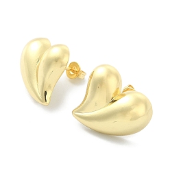 Настоящее золото 18K Латунные серьги-гвоздики в форме сердца на день святого валентина, без свинца и без кадмия, реальный 18 k позолоченный, 19x18.5 мм