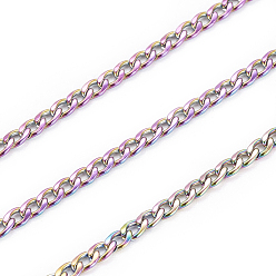 Rainbow Color Ion Plating(IP) 304 Stainless Steel Curb Chains, Twisted Chains, with Spool, Unwelded, Rainbow Color, 2mm, about 32.8 Feet(10m)/roll