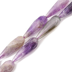 Amethyst Natural Amethyst Beads Strands, Faceted, Teardrop, 28~30x9.5~10.5mm, Hole: 1.2mm, about 13pcs/strand, 14.65''~15.39''(37.2~39.1cm)