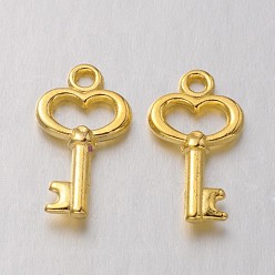 Golden Gifts Ideas for Her Tibetan Style Alloy Charms, Cadmium Free & Nickel Free & Lead Free, Skeleton Key, Golden, 15.5x9x2.5mm, Hole: 1mm