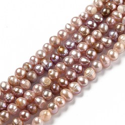 Saddle Brown Natural Cultured Freshwater Pearl Beads Strands, Potato, Saddle Brown, 6~6.5x5~7mm, Hole: 0.6mm, about 61pcs/strand, 13.58 inch(34.5cm)