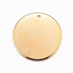 Oro 201 acero inoxidable estampado colgantes de etiqueta en blanco, plano y redondo, dorado, 16x0.8 mm, agujero: 0.8 mm