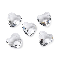 Clear Transparent Glass Rhinestone Cabochons, Faceted, Heart, Pointed Back, Clear, 12x12x5.5mm