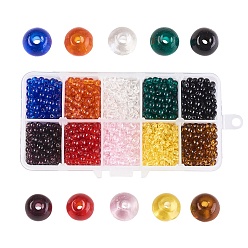 (52) Непрозрачная лаванда 10 цветные прозрачные стеклянные шарики, круглые, разноцветные, 4 мм, Отверстие: 0.5 мм, около 205~208 шт / цвет, 2050~2080 шт / коробка