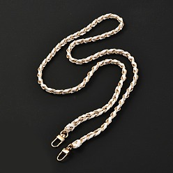 White Chain Bag Straps, Iron with Alloy and PU Leather Purse Straps, Light Gold, White, 115x1cm