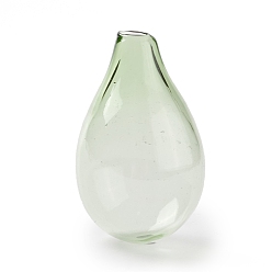 Vert Clair Bouteilles en verre soufflé à la main, pour la fabrication de pendentifs pour flacons en verre, larme, vert clair, 30~32x18.5~19mm, Trou: 2~3.5mm