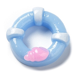 Ring Cabochons en résine opaque de dessin animé sur le thème de l'océan, lumière bleu ciel, anneau, 18x17.5x8mm
