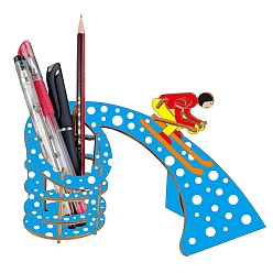 Темно-Голубой Сделай сам 3d деревянная головоломка, комплекты моделей лыжной тематики ручной работы, с держателем ручки, деревянная подарочная сборочная игрушка для детей, друг, глубокое синее небо, 120x193x120 мм