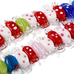 Colorful Handmade Lampwork Beads Strands, Candy, Colorful, 9~10.5x24~28x7~8mm, Hole: 1.5mm, about 35pcs/strand, 13.58 inch(34.5cm)