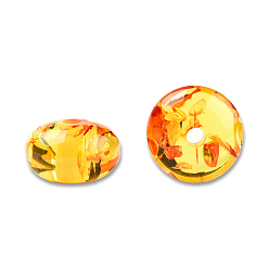 Gold Resin Imitation Amber Beads, Flat Round, Gold, 8x4.5mm, Hole: 1.6~1.8mm