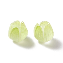 Amarillo de Verde Perlas de acrílico de tulipán, imitación de jade, para la fabricación de la joyería diy, verde amarillo, 12.5x12.5x12.5 mm, agujero: 1.6 mm