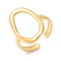 Chapado en Oro Real 18K Chapado de iones (ip) 201 anillo de dedo de acero inoxidable, anillos del manguito, anillos ovalados irregulares huecos para hombres mujeres, real 18 k chapado en oro, tamaño de EE. UU. 7 (17.3 mm), 3 mm