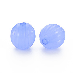 Medium Slate Blue Imitation Jelly Acrylic Beads, Corrugated Beads, Round, Medium Slate Blue, 14x13mm, Hole: 2.5mm, about 356pcs/500g