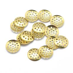Raw(Unplated) Brass Finger Ring/Brooch Sieve Findings, Perforated Disc Settings, Lead Free & Cadmium Free & Nickel Free, Flat Round, Raw(Unplated), 12x2mm, Hole: 2mm