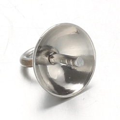 Color de Acero Inoxidable 304 colgantes de pasador con forma de perla de acero inoxidable, por medio perforó perlas, color acero inoxidable, 8 mm, agujero: 1.5 mm, pin: 0.7 mm