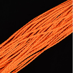 Orange Foncé Tressés cordons en cuir imitation, accessoires de bracelet ronds, orange foncé, 3x3mm, environ 103.89 yards (95m)/paquet