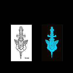 Otros Patrón de espada luminosa tatuajes temporales extraíbles a prueba de agua pegatinas de papel, brillan en la oscuridad, 10.5x6 cm
