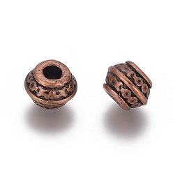 Red Copper Tibetan Style Spacer Beads, Lead Free & Cadmium Free, Rondelle, Red Copper, 9x7mm, Hole: 3.5mm