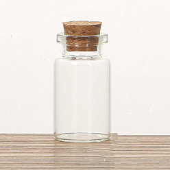 Clair Ornement de bouteilles de liège en verre, bouteilles vides en verre, colonne, clair, 2.2x4 cm, capacité: 8 ml (0.27 fl. oz)