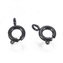 Electrophoresis Black 304 Stainless Steel Spring Ring Clasps, Electrophoresis Black, 5x1.5mm, Hole: 1.5mm