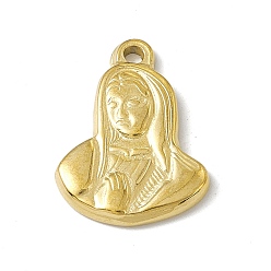 Golden 304 Stainless Steel Pendants, Virgin Mary Charm, Golden, 22x16.5x2.5mm, Hole: 2mm