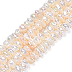 Seashell Color Natural Cultured Freshwater Pearl Beads Strands, Baroque Keshi Pearl Beads, Nuggets, Seashell Color, 4~5x4~5x2~3mm, Hole: 0.7mm, about 81~91pcs/strand, 14.17 inch(36cm)