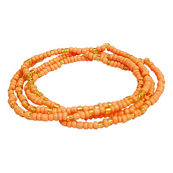 Orange Colorful Multilayered Beaded Beach Chain for Women's Bohemian Summer Style, Orange, size 1