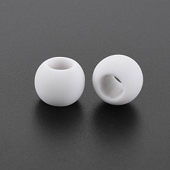 White Opaque Acrylic European Beads, Large Hole Beads, Frosted, Rondelle, White, 11.5x9mm, Hole: 6mm, about 8000pcs/500g. 