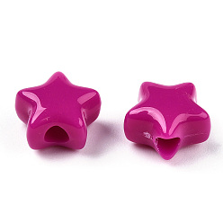 Medium Violet Red Opaque Acrylic Beads, Star, Medium Violet Red, 9x9.5x5.5mm, Hole: 2.5mm, about 2050pcs/500g