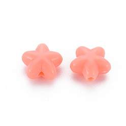 Coral Opaque Acrylic Beads, Star, Coral, 10x10.5x6mm, Hole: 1.6mm, about 1690pcs/500g
