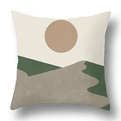 Soleil Housses de coussin en polyester abstraites, série verte, style nordique, géométrie, Housse de coussin, pour canapé canapé-lit, carrée, soleil, 440x440mm
