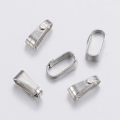 Stainless Steel Color 304 Stainless Steel Snap on Bails, Stainless Steel Color, 6x2x3mm, Inner: 2.5x5.5mm