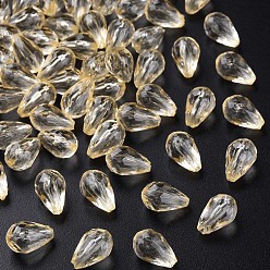 Blanc Navajo Perles acryliques transparentes, facette, larme, navajo blanc, 12x8mm, Trou: 1.5mm, environ1338 pcs / 500 g