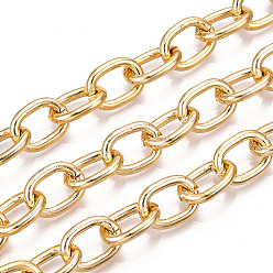 Золотой Алюминиевых кабелей цепи, несварные, с катушкой, золотые, 12.5x9.5x2 мм, около 65.62 футов (20 м) / рулон