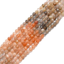 Multi-Moonstone Natural Multi-Moonstone Beads Strands, Faceted, Round, 2mm, Hole: 0.5mm, about 215pcs/strand, 15.16''~15.55''(38.5~39.5cm)