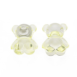 Yellow Transparent Acrylic Beads, Top Drilled Beads, Bear, Yellow, 18.5x15.5x11mm, about 320pcs/500g