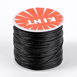 Noir Cordons ronds de polyester paraffiné, noir, 0.6mm, environ 76.55 yards (70m)/rouleau