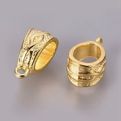 Oro Fianzas de tubo de aleación de estilo tibetano, fianzas de bucle, abalorios de fianza, sin plomo y cadmio, dorado, sobre 14 mm de largo, 7.5 mm de ancho, 9 mm de espesor, agujero: 1.5 mm
