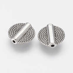 Antique Silver Tibetan Style Alloy Beads, Flat Round, Antique Silver, 14.5x4mm, Hole: 2mm