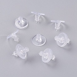 Clear Plastic Ear Nuts, Bullet Clutch Earring Backs with Pad, for Droopy Ears, Clear, 10x6mm, Hole: 0.7mm