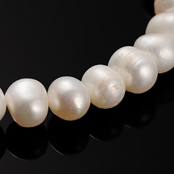 Bisque Natural Cultured Freshwater Pearl Beads Strands, Round, Bisque, 7~8mm, Hole: 0.8mm, about 52pcs/strand, 14.17 inch