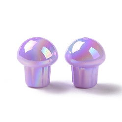 Medium Purple UV Plating Rainbow Iridescent Opaque Acrylic Beads, Mushroom, Medium Purple, 14.5x12.5mm, Hole: 1.6mm